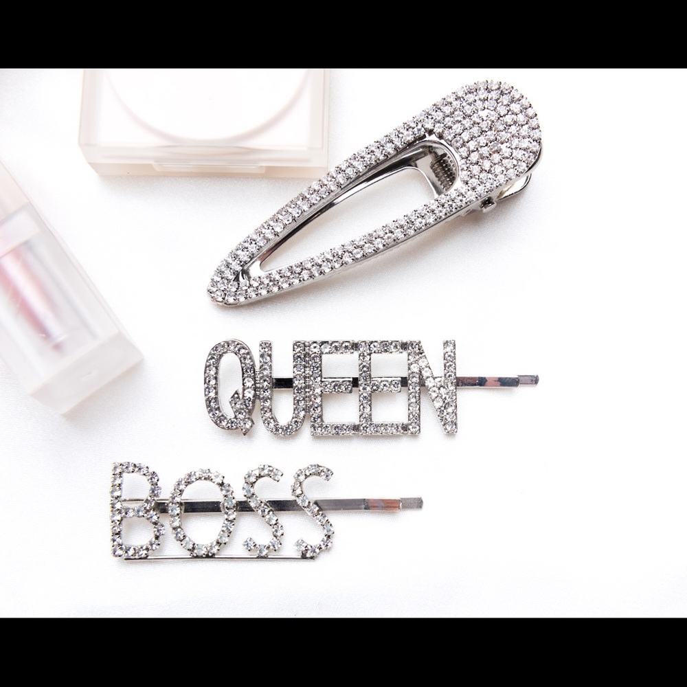 Set of 3 rhinestone hair clips